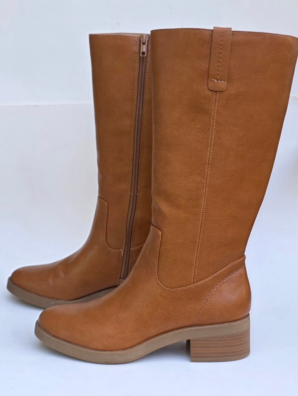 LifeStride Brinley Womens 9.5 Wide Caramel Knee High Wide Calf Riding Boots
